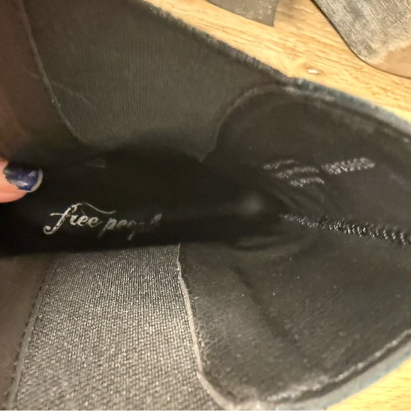 Free People Blue Black Leather Ankle Boots Western Boho Heel Booties EU 38 - Picture 8 of 13